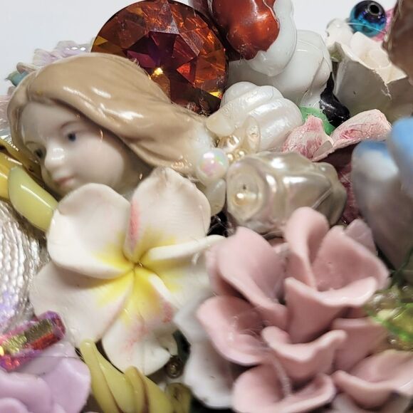 Wendy Gell Porcelain Box, Cherubs, Roses, Waking Lady, Eeoyore, Swarovski OOAK - Picture 7 of 8